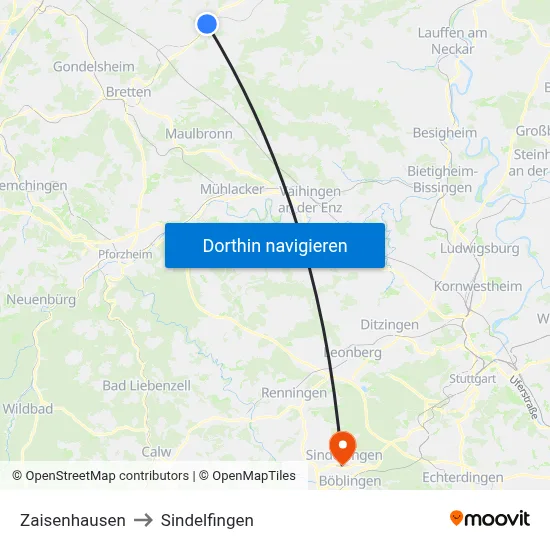 Zaisenhausen to Sindelfingen map