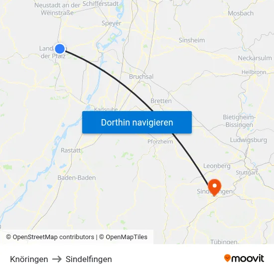 Knöringen to Sindelfingen map