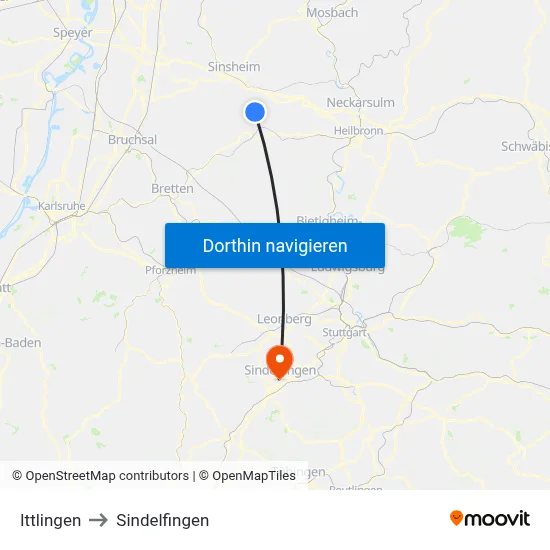 Ittlingen to Sindelfingen map