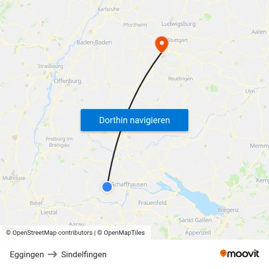 Eggingen to Sindelfingen map