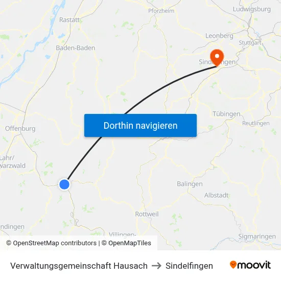 Verwaltungsgemeinschaft Hausach to Sindelfingen map