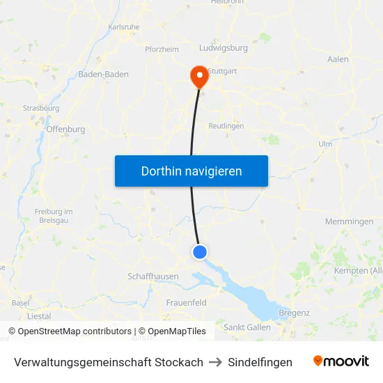 Verwaltungsgemeinschaft Stockach to Sindelfingen map
