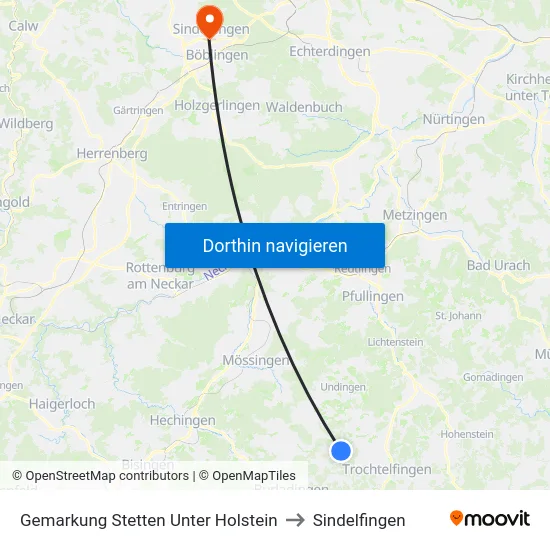 Gemarkung Stetten Unter Holstein to Sindelfingen map