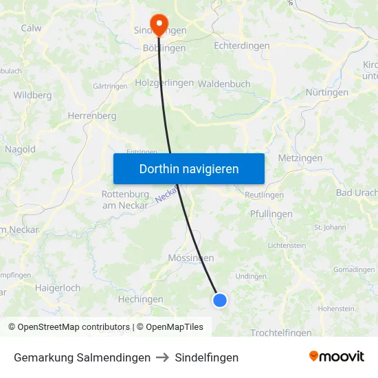 Gemarkung Salmendingen to Sindelfingen map