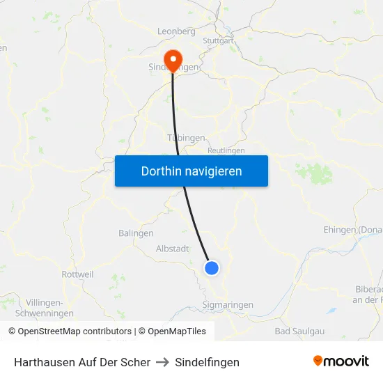 Harthausen Auf Der Scher to Sindelfingen map