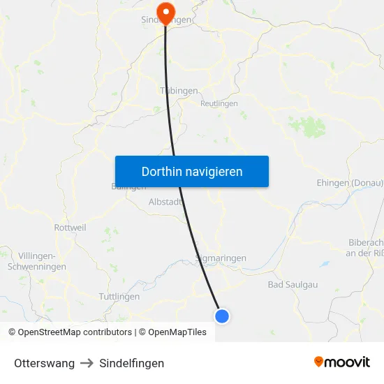 Otterswang to Sindelfingen map