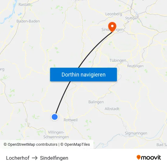 Locherhof to Sindelfingen map