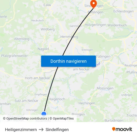Heiligenzimmern to Sindelfingen map