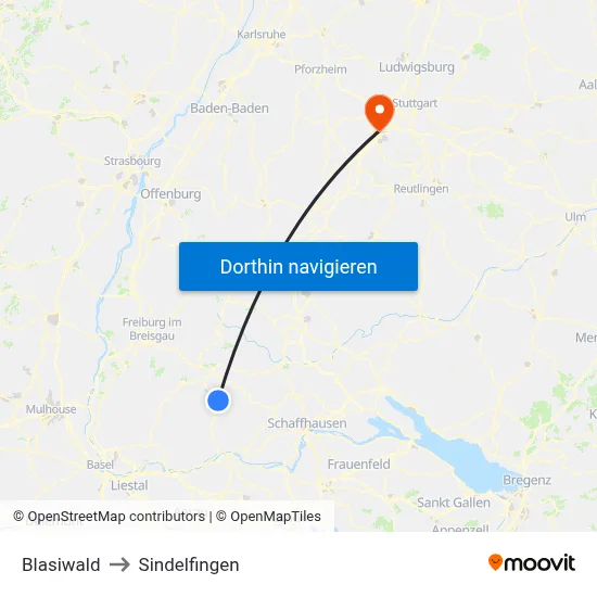 Blasiwald to Sindelfingen map