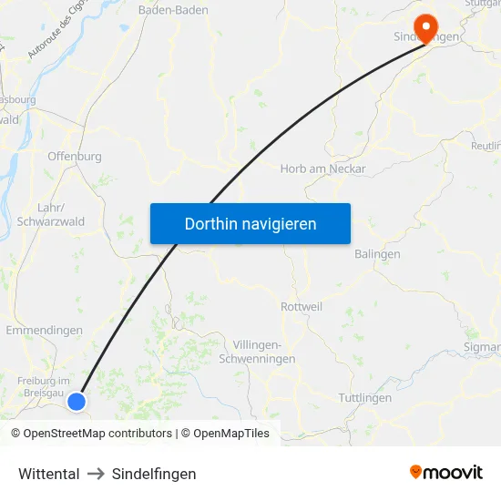 Wittental to Sindelfingen map