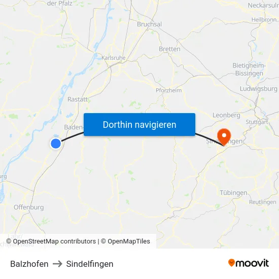Balzhofen to Sindelfingen map