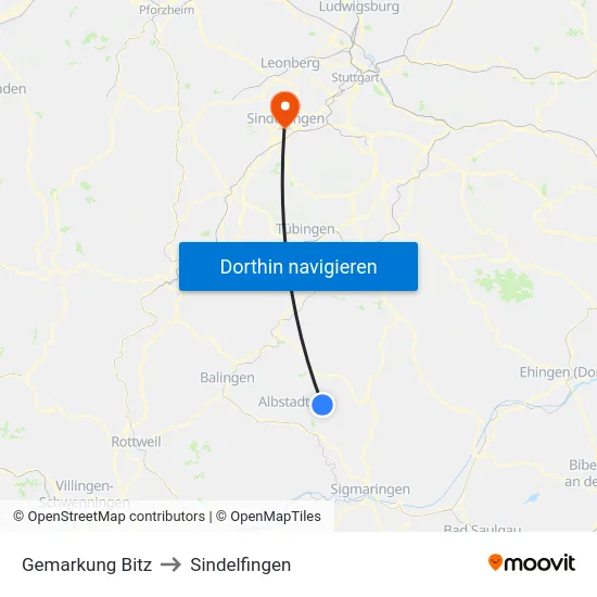 Gemarkung Bitz to Sindelfingen map