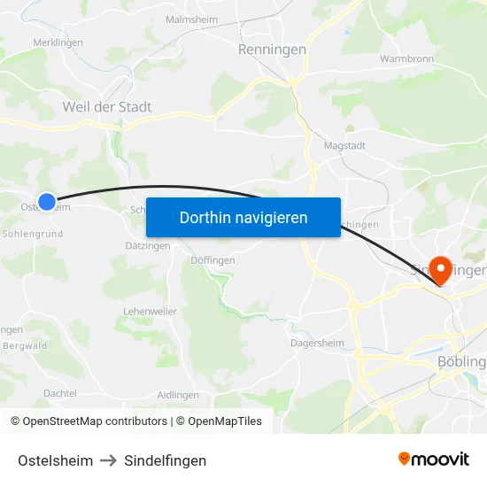 Ostelsheim to Sindelfingen map