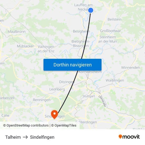 Talheim to Sindelfingen map