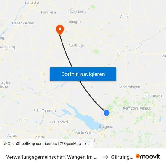Verwaltungsgemeinschaft Wangen Im Allgäu to Gärtringen map