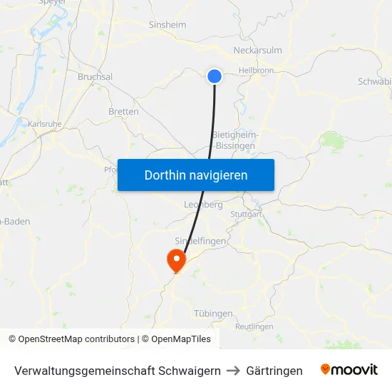 Verwaltungsgemeinschaft Schwaigern to Gärtringen map