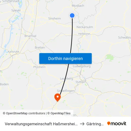 Verwaltungsgemeinschaft Haßmersheim to Gärtringen map