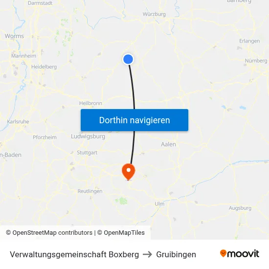 Verwaltungsgemeinschaft Boxberg to Gruibingen map