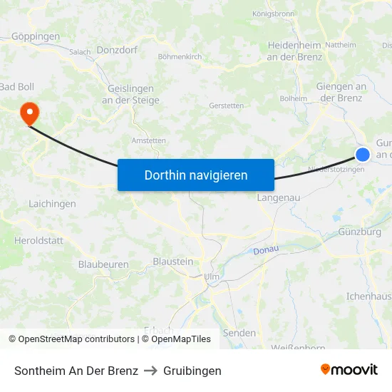 Sontheim An Der Brenz to Gruibingen map