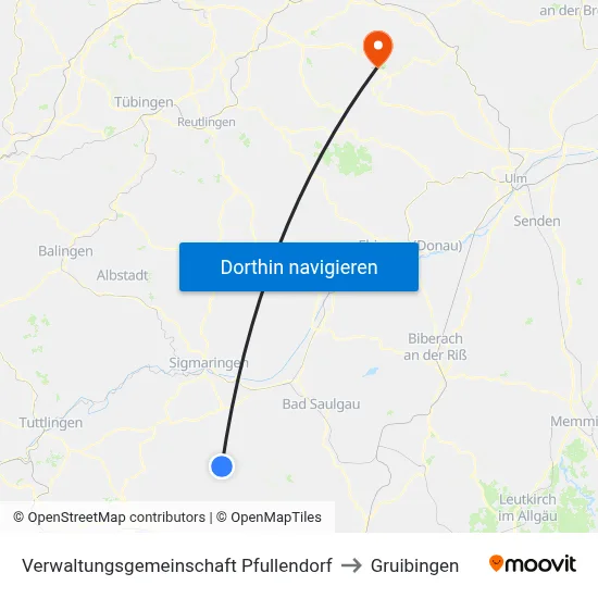 Verwaltungsgemeinschaft Pfullendorf to Gruibingen map