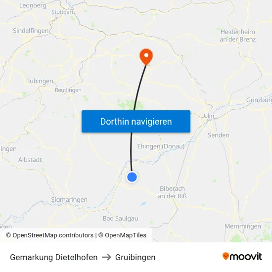 Gemarkung Dietelhofen to Gruibingen map