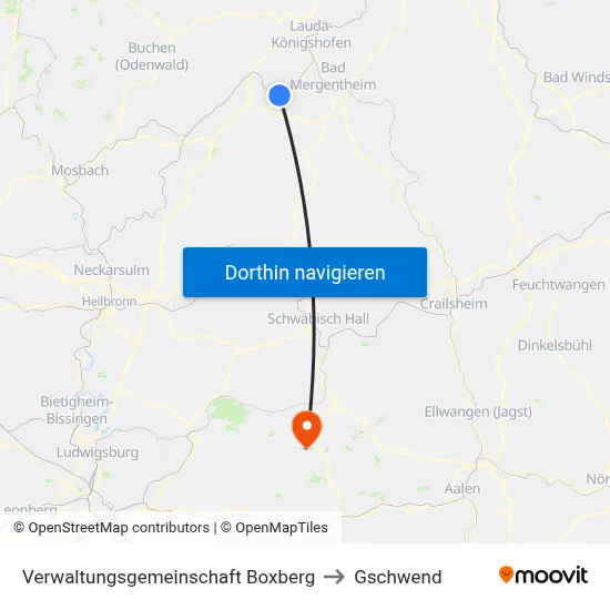 Verwaltungsgemeinschaft Boxberg to Gschwend map