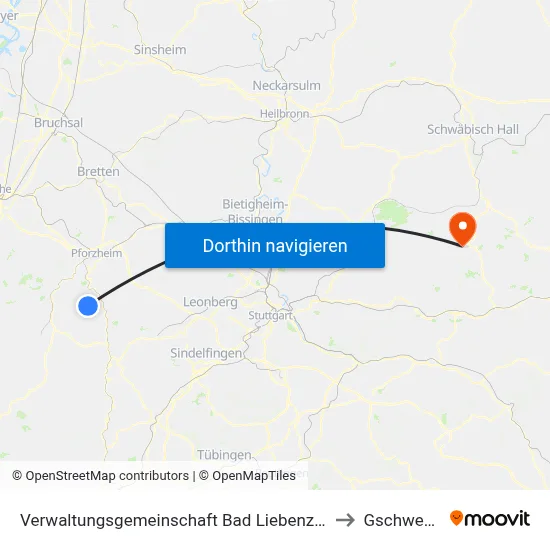 Verwaltungsgemeinschaft Bad Liebenzell to Gschwend map