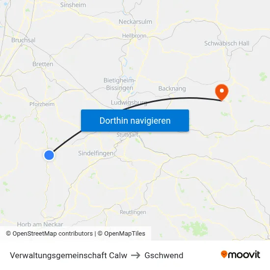 Verwaltungsgemeinschaft Calw to Gschwend map