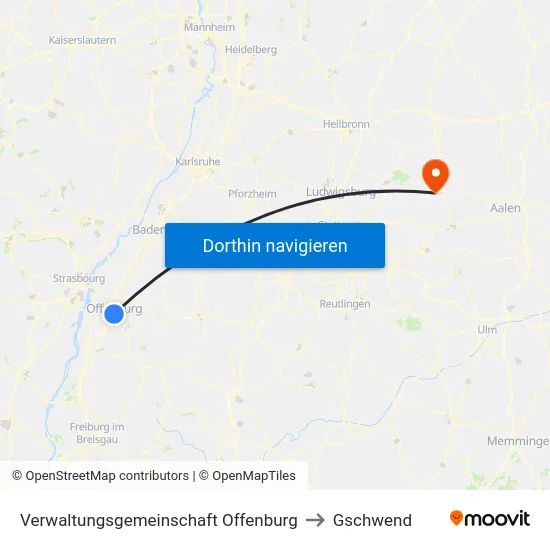 Verwaltungsgemeinschaft Offenburg to Gschwend map