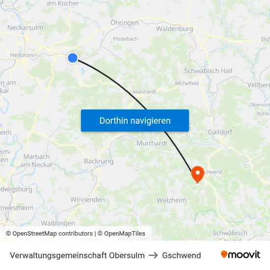 Verwaltungsgemeinschaft Obersulm to Gschwend map