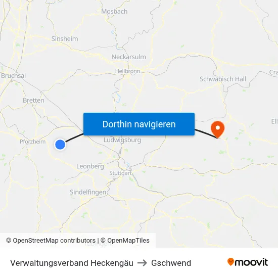 Verwaltungsverband Heckengäu to Gschwend map