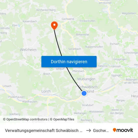 Verwaltungsgemeinschaft Schwäbisch Gmünd to Gschwend map