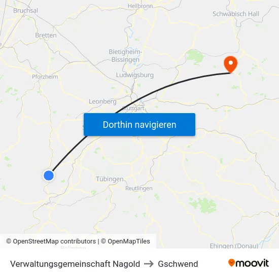 Verwaltungsgemeinschaft Nagold to Gschwend map