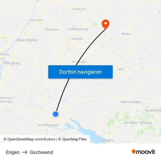 Engen to Gschwend map