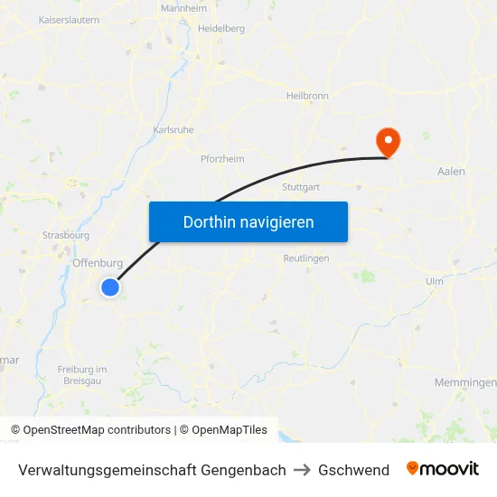 Verwaltungsgemeinschaft Gengenbach to Gschwend map