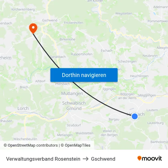 Verwaltungsverband Rosenstein to Gschwend map