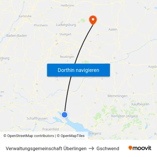 Verwaltungsgemeinschaft Überlingen to Gschwend map