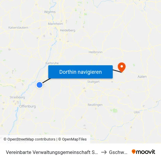 Vereinbarte Verwaltungsgemeinschaft Sinzheim to Gschwend map