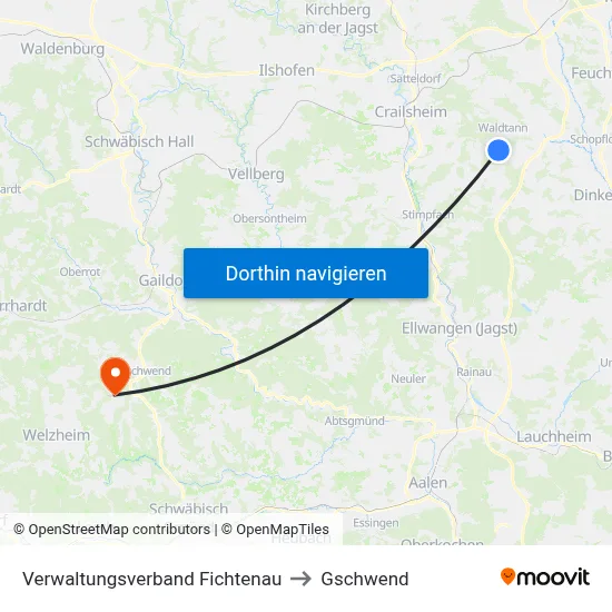 Verwaltungsverband Fichtenau to Gschwend map