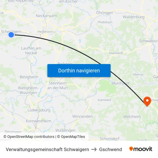 Verwaltungsgemeinschaft Schwaigern to Gschwend map