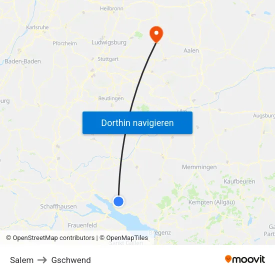 Salem to Gschwend map