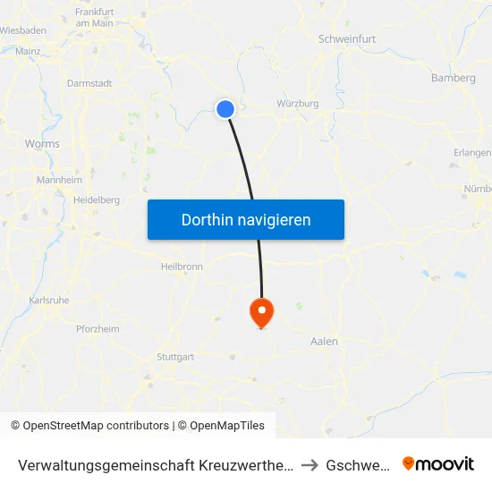 Verwaltungsgemeinschaft Kreuzwertheim to Gschwend map