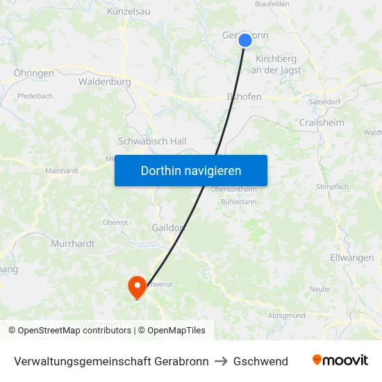 Verwaltungsgemeinschaft Gerabronn to Gschwend map
