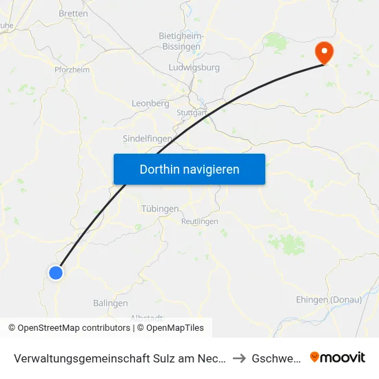 Verwaltungsgemeinschaft Sulz am Neckar to Gschwend map