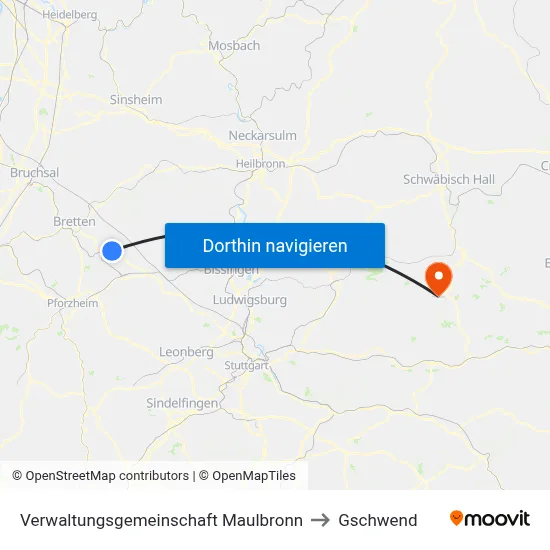 Verwaltungsgemeinschaft Maulbronn to Gschwend map