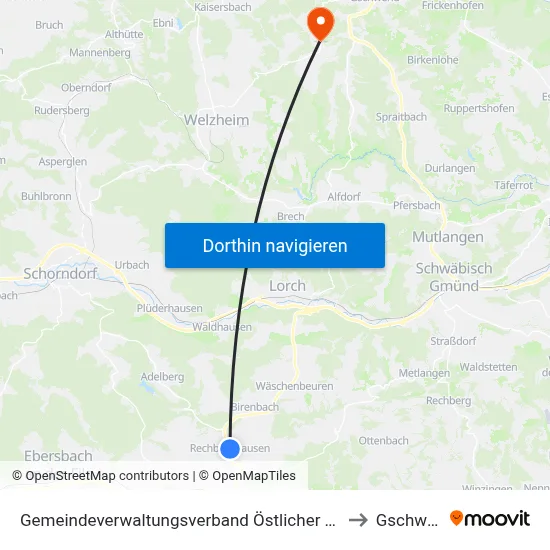 Gemeindeverwaltungsverband Östlicher Schurwald to Gschwend map