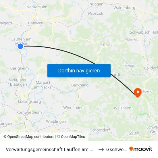 Verwaltungsgemeinschaft Lauffen am Neckar to Gschwend map