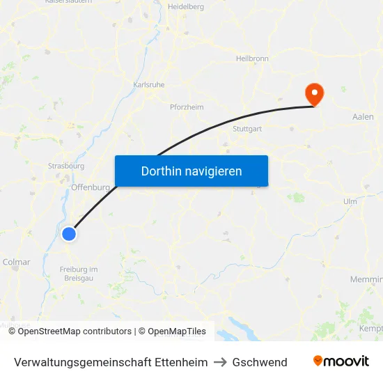 Verwaltungsgemeinschaft Ettenheim to Gschwend map