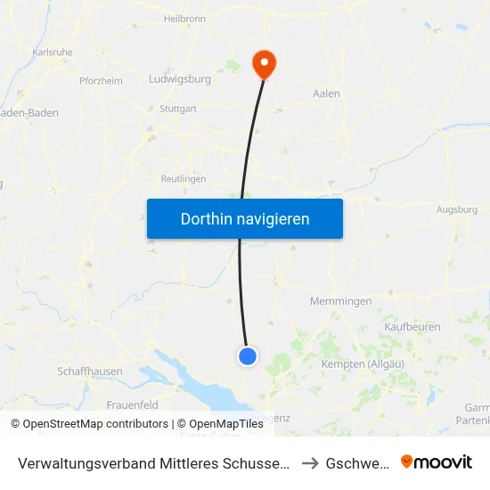 Verwaltungsverband Mittleres Schussental to Gschwend map