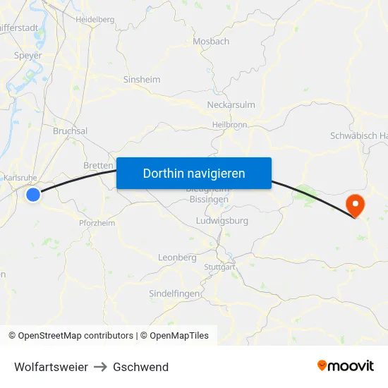 Wolfartsweier to Gschwend map